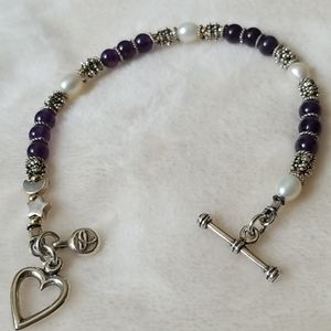 Breast cancer awareness beaded bracelet